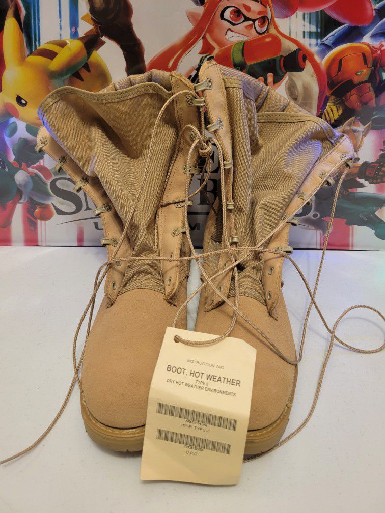 NEW Vibram Hot Weather Type 2 Tan Military Combat Boots Size 10.5R w/ Booklet