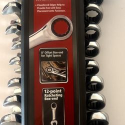 HUSKEY 10 PIECE STUBBY RATCHETING COMBINATION WRENCH SET