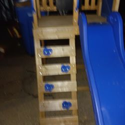 Swing Playset With Slide And Rock Climb 