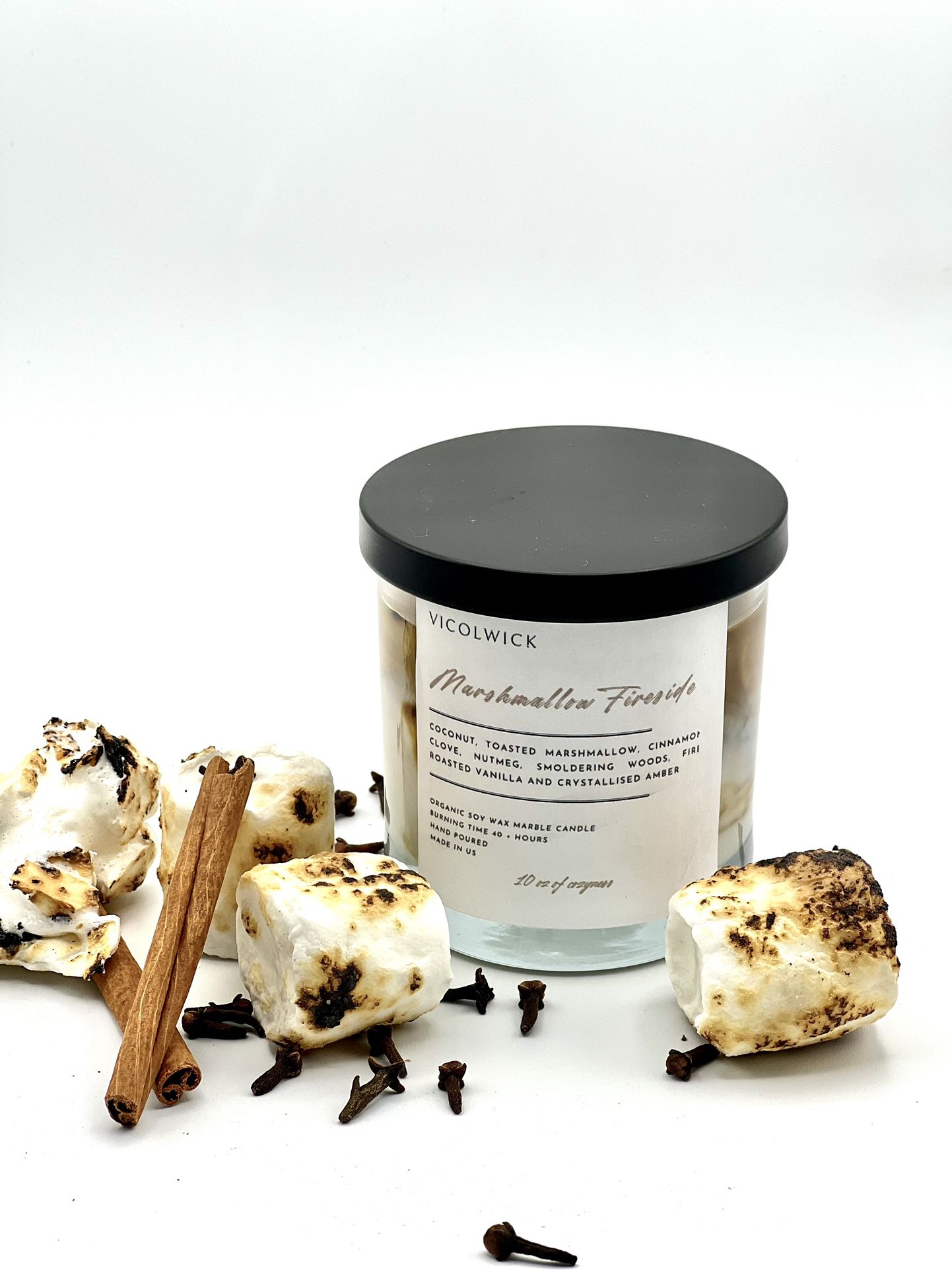 Scented Soy Candle Marshmallow Fireside Type Premium Scent
