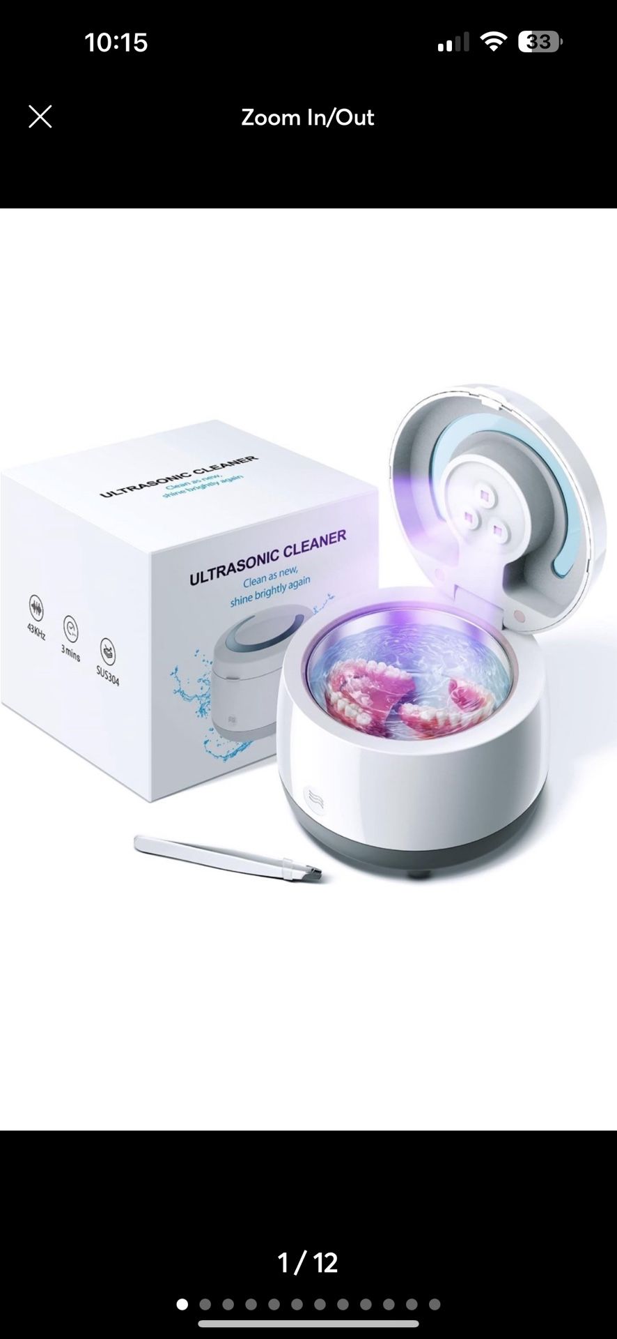 Professional Ultrasonic Retainer Cleaner for Dentures or Jewlery