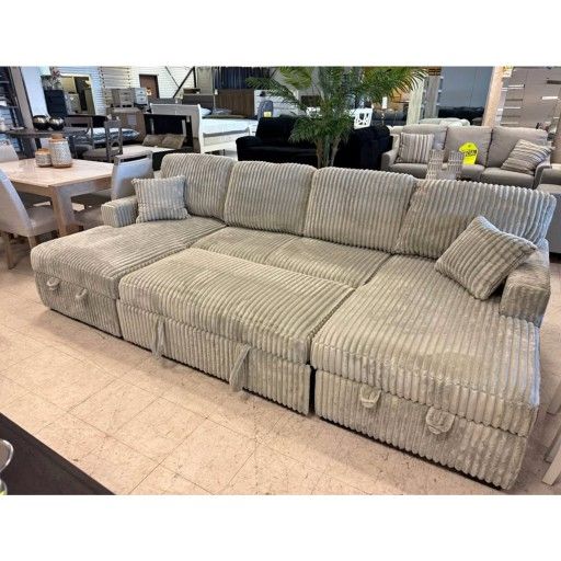 corduroy double chaise sleeper sectional sofa with pull out bed
