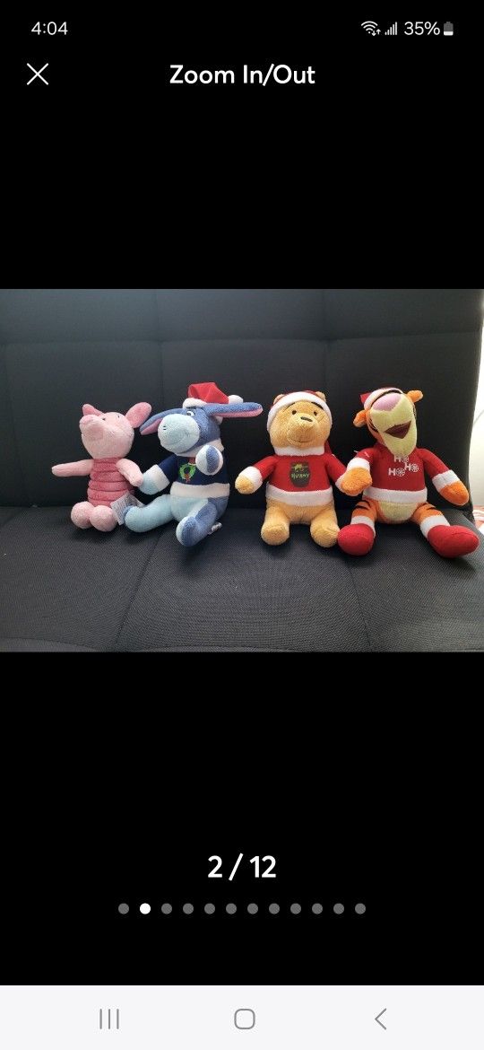 Winnie the Pooh Plush Characters - Lot of 4 Christmas Disney