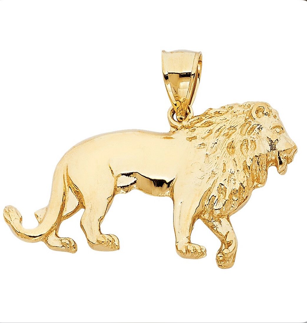 Beautiful Leon pendant 14K REAL YELLOW GOLD.