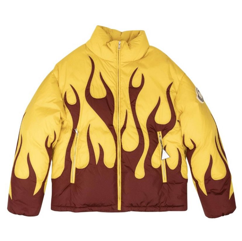 Moncler Yellow and Red Goose Down Flames Clancy Jacket