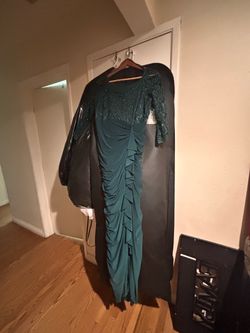 Teal Green Formal Gown with Lace Bodice