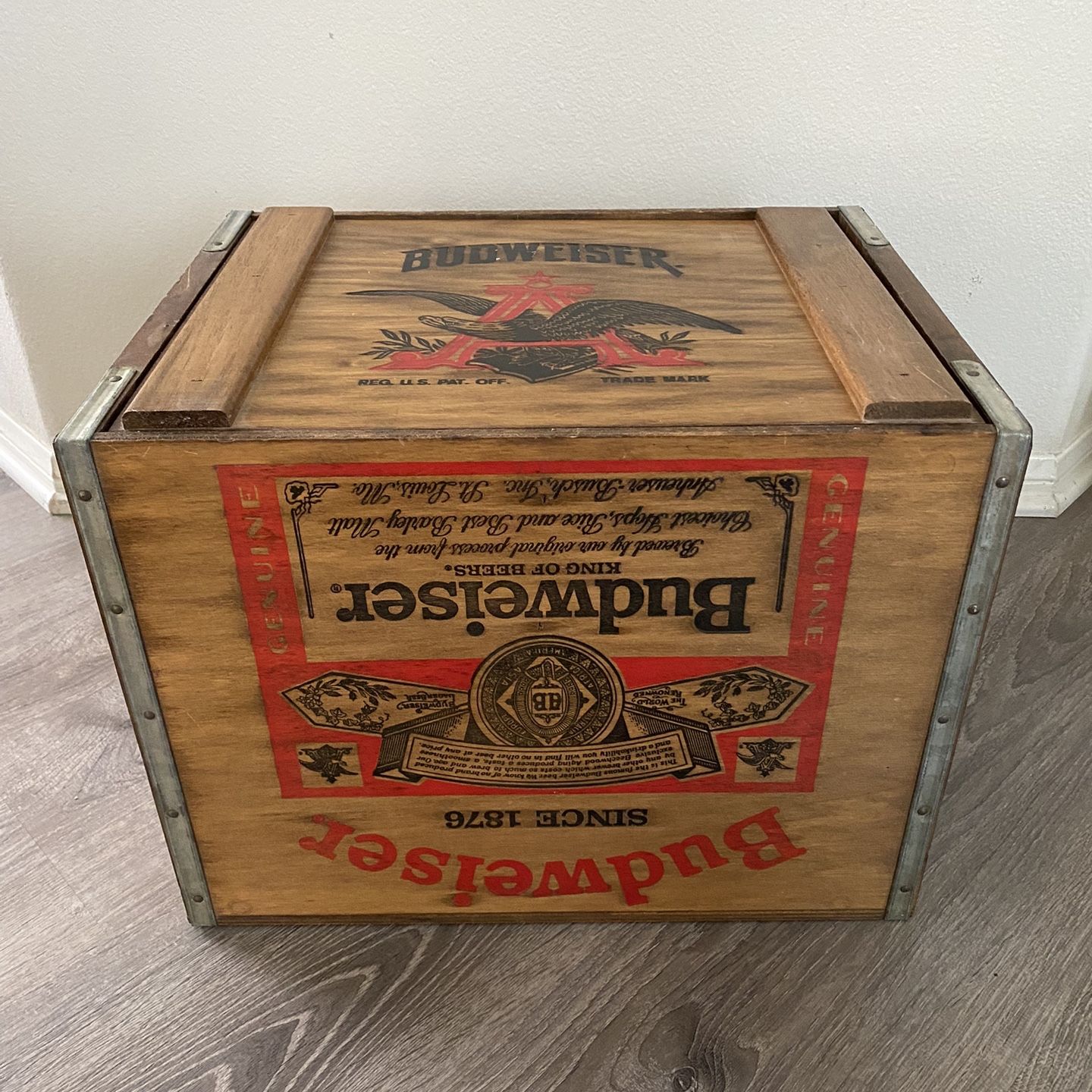RARE Vintage ANHEUSER BUSCH Budweiser Beer Wood Box Crate Case for