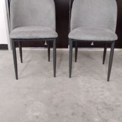 Dining Chairs, Gray Fabric, Set Of Two 