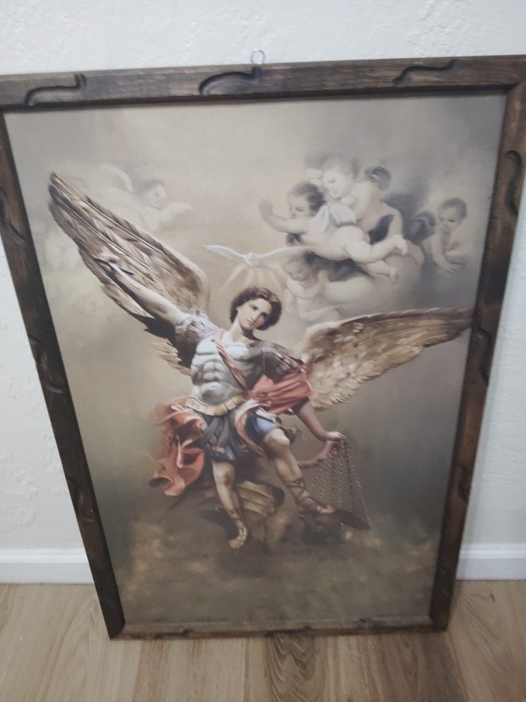 Beautiful St Michael Painting No Damage