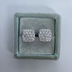 Square Iced-Out Moissanite Look Earrings