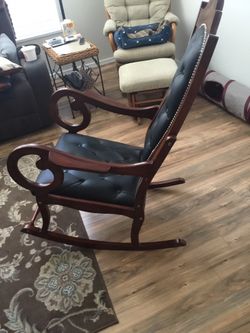 Rosewood And Brass Inlay Rocking Chair