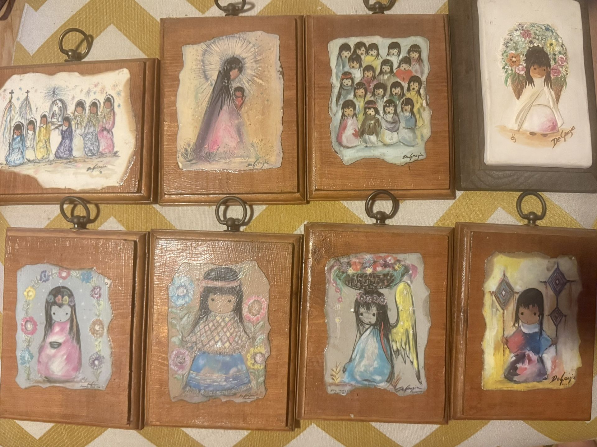 De Grazia Children 1960s 1970s Vintage 8 Plaques Latino Hispanic Southwest Art
