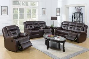 Brand New Brown Leather 3pc Reclining Sofa Set