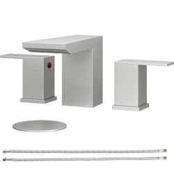 BESy Waterfall Bathroom Faucets 3 Hole Square 8 Inch Widespread Faucet - Brand New