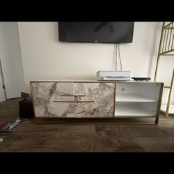 Gold And White TV stand