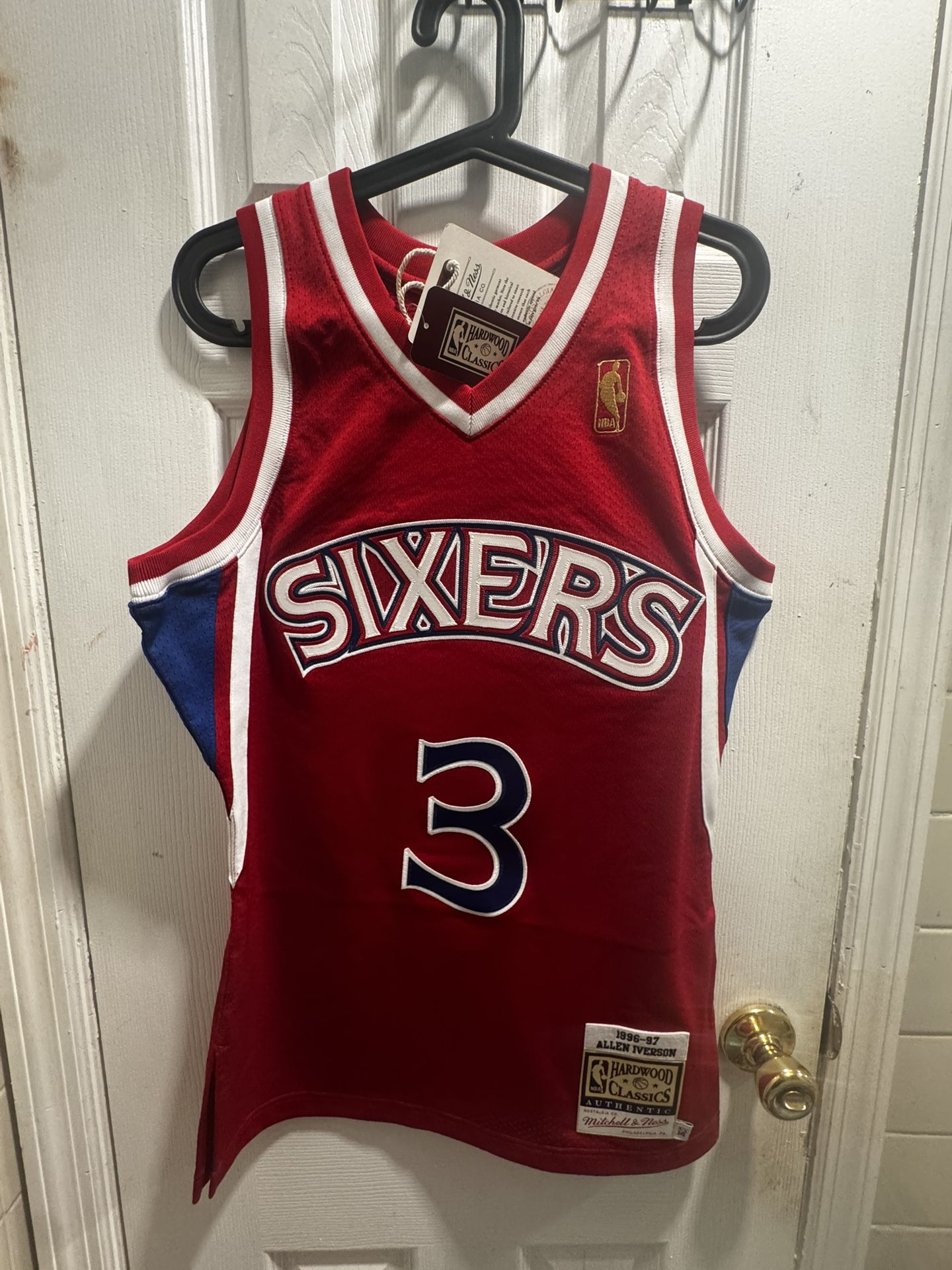 Men's Philadelphia 76ers Allen Iverson Mitchell & Ness Red 1996/97 Hardwood Classics Swingman Jersey