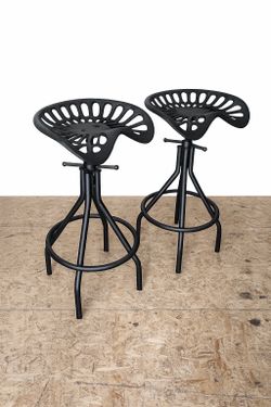 Pair of Adjustable Industrial Heavy Duty Tractor Seat Bar Stools