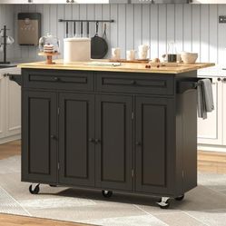 Black Wooden Kitchen Island 