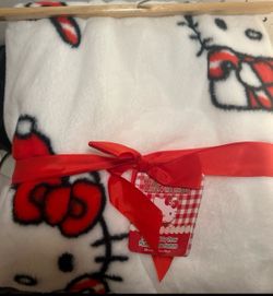 Hello kitty candy cane faux Fur Throw 