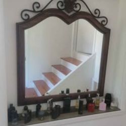 Beautiful Drexel Wood And Rod Iron  mirror 39X42