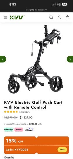 KVV Electric Golf Push Cart with Remote Control