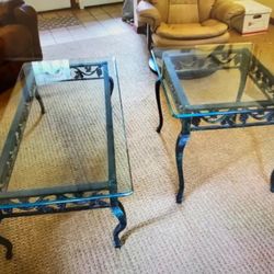 Glass And iron Coffee Table Set 