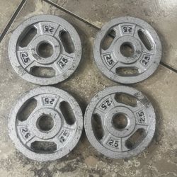 4 x 2.5 lbs 10lbs Total Cast iron Standard Barbell Weight Plates - Gray. Used in good condition with minor cosmetic blemishes associated with normal u