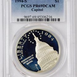 1994-S Commemorative "U.S. Capitol Bicentennial" Silver Dollar "GEM PROOF 69"