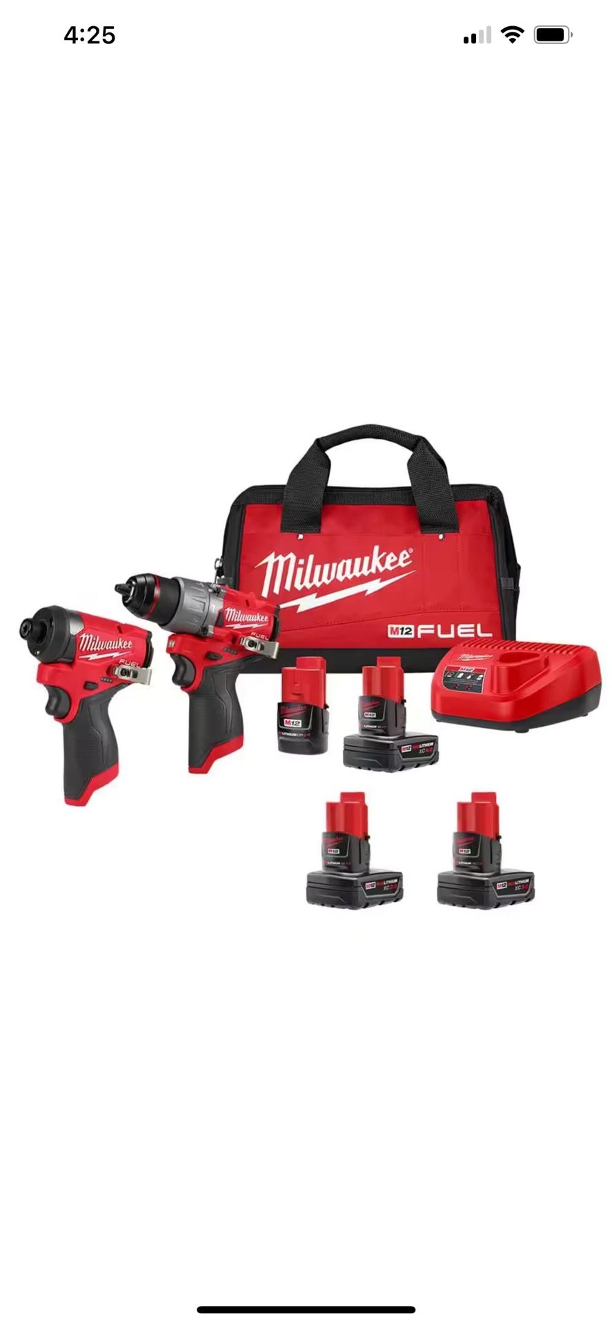 Milwaukee M12 FUEL Brushless Cordless Hammer Drill and Impact