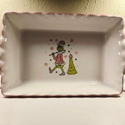 Large Grinch Ceramic Baking Dish Pink 12x8x2.5