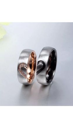 2pcs Heart Wedding Promise Couple Rings Thumbnail