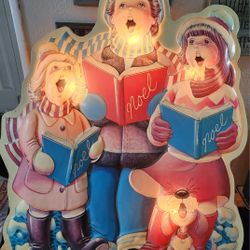 Rare Vintage Noma Christmas Carolers Light Up Yard Art or Lawn Display Electric with original box. 