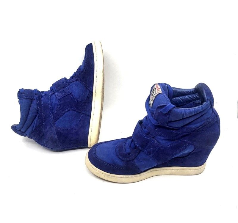 Ash Limited Hidden Wedge Sneaker Suede Blue Women's Shoe COMFY Size 38 EU - 7 USA