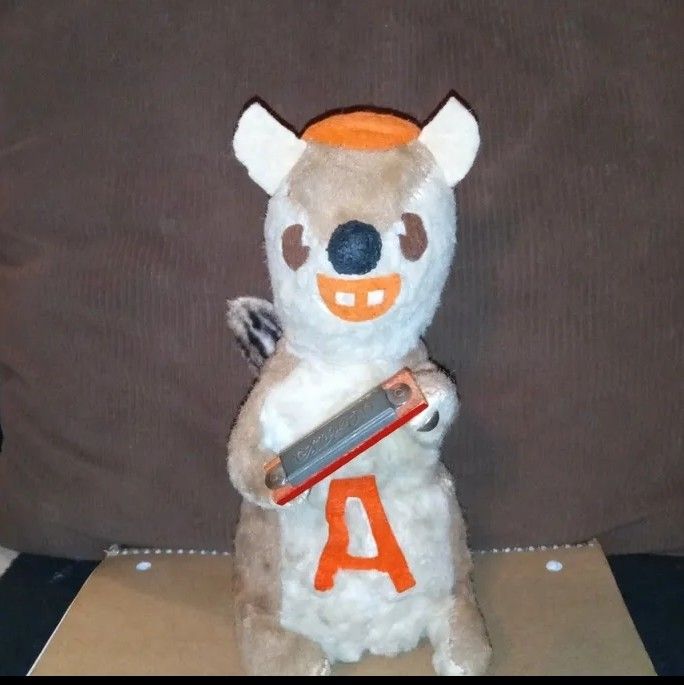 Vintage 1960 Alvin the Chipmunk Wind-up 9" Plush Stuffed Animal TESTED AND IN WORKING CONDITION