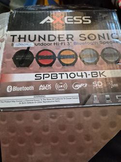 Axess Thunder Sonic indoor/outdoor hi fi 3" Bluetooth speaker