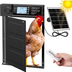 Automatic Chicken Coop Door Solar Powered, Pivot Chicken Door with Timer & Light
