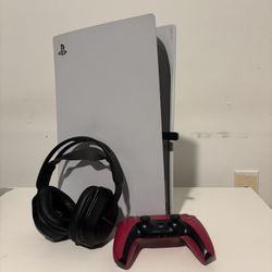 PS5 with Wireless Controller and Headphones 