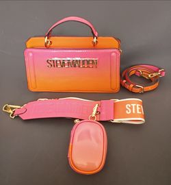 Steve Madden Gradient Pink-Orange Top Handle Crossbody Bag Set - NEW