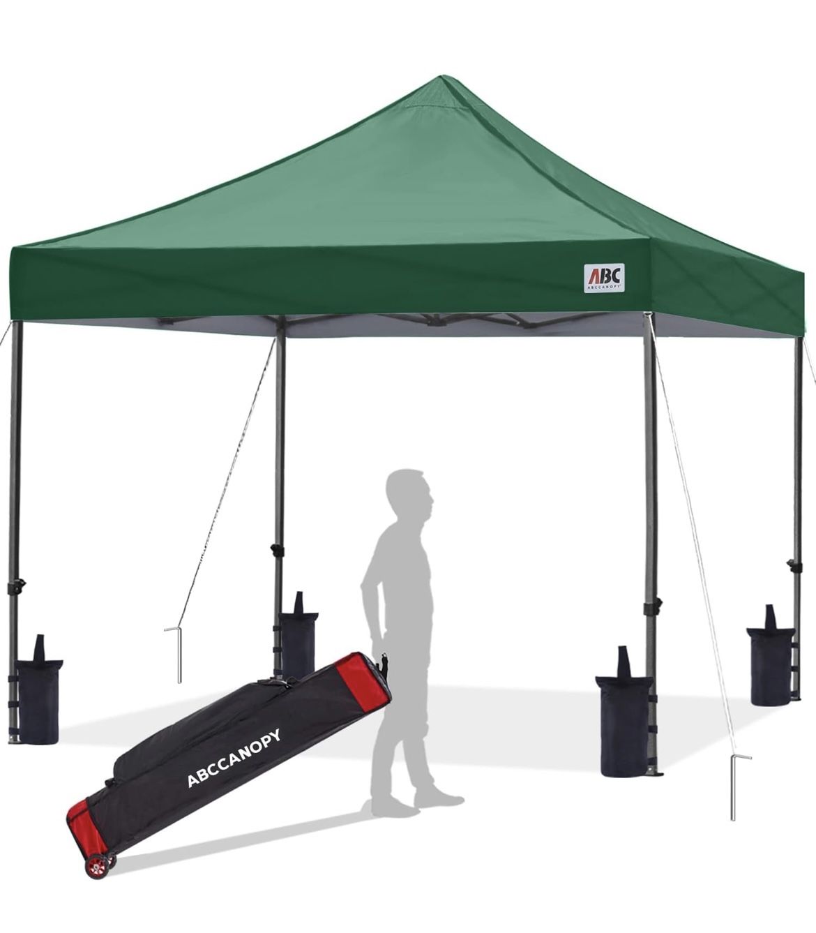 NEW-ABCCANOPY Outdoor Pop up Canopy Tent, 10x10 Instant Portable Canopy for Camping, Beach, Backyard