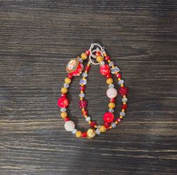 Red and Gold Beaded Religious Bag Chain