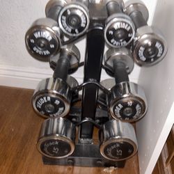 Weider  Chrome Dumbbells  Set And Weight Tree