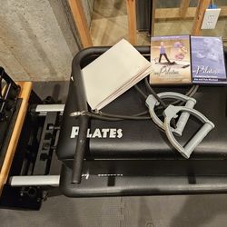 Stamina AeroPilates Pro Reformer Whole Body Resistance Padded Pilates Workout Machine with Cardio Rebounder for Home Workouts