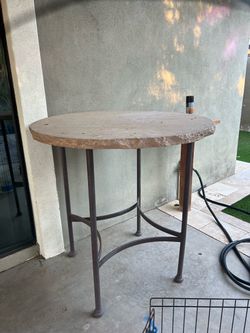 3 Round Stone Top Bistro Table with Metal Base