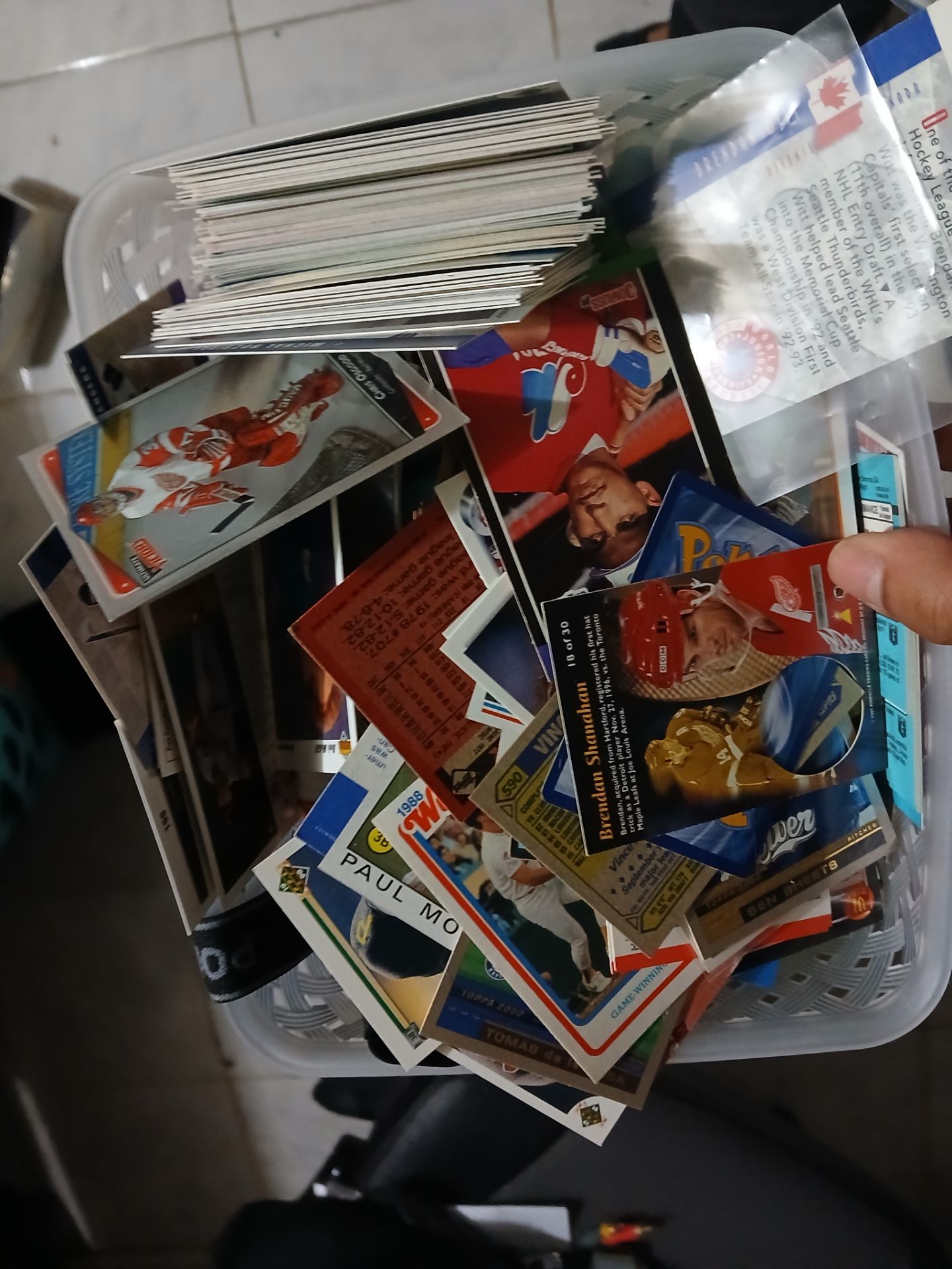 Baseball cards from different eras and NFL 1980s to 2000s