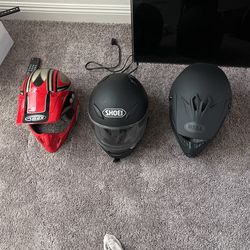 motorcycle and dirt bike helmets, all medium