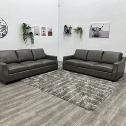 Leather Couch Set - Free Delivery 