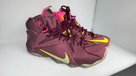Nike LeBron 12 “Double Helix” Maroon Pink Volt Men’s Size 9 Basketball sneakers