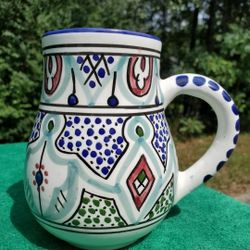 GORGEOUS Vintage Le Souk Ceramique 20 oz Mug - Hand Painted Tunisia Stoneware