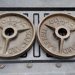 PAIR OF 25lb. DEEP DISH OLYMPIC PLATES 