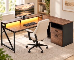 61” Corner Desk — Power, Storage & Style!